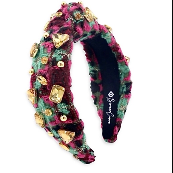 Brianna Cannon Tweed Headband Green Multi colored Crystals & Beads New - Picture 14 of 16
